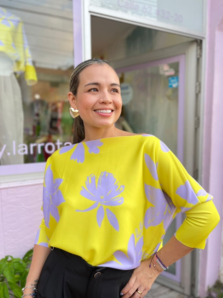 TOP ALANNA AMARILLO/GRIS