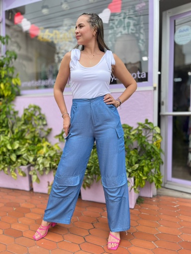 PANTALÓN CARGO CHAMBRAY CLARO