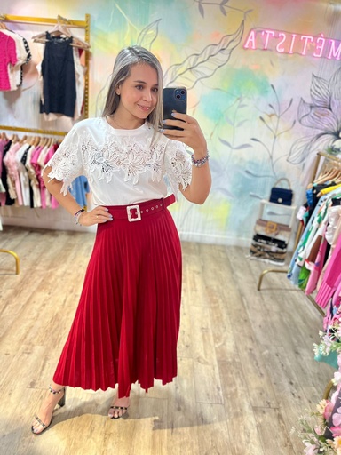 FALDA PLISADA PARIS ROJO
